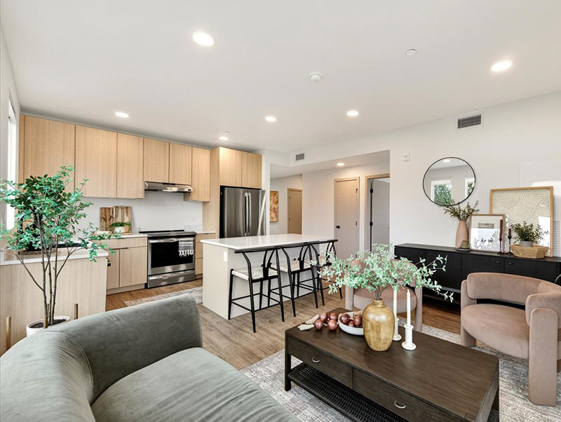 The Ivywild 2 bedroom interior living space and kitchen