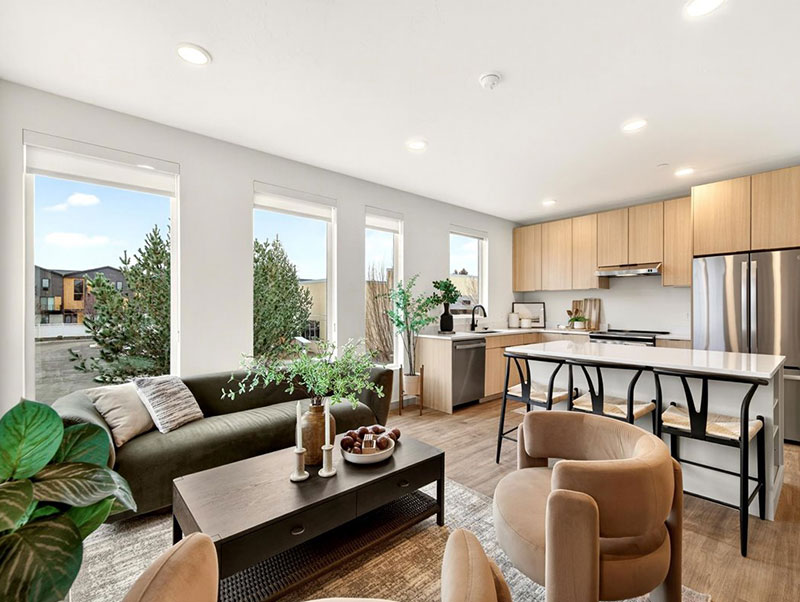 The Ivywild interior living space and kitchen